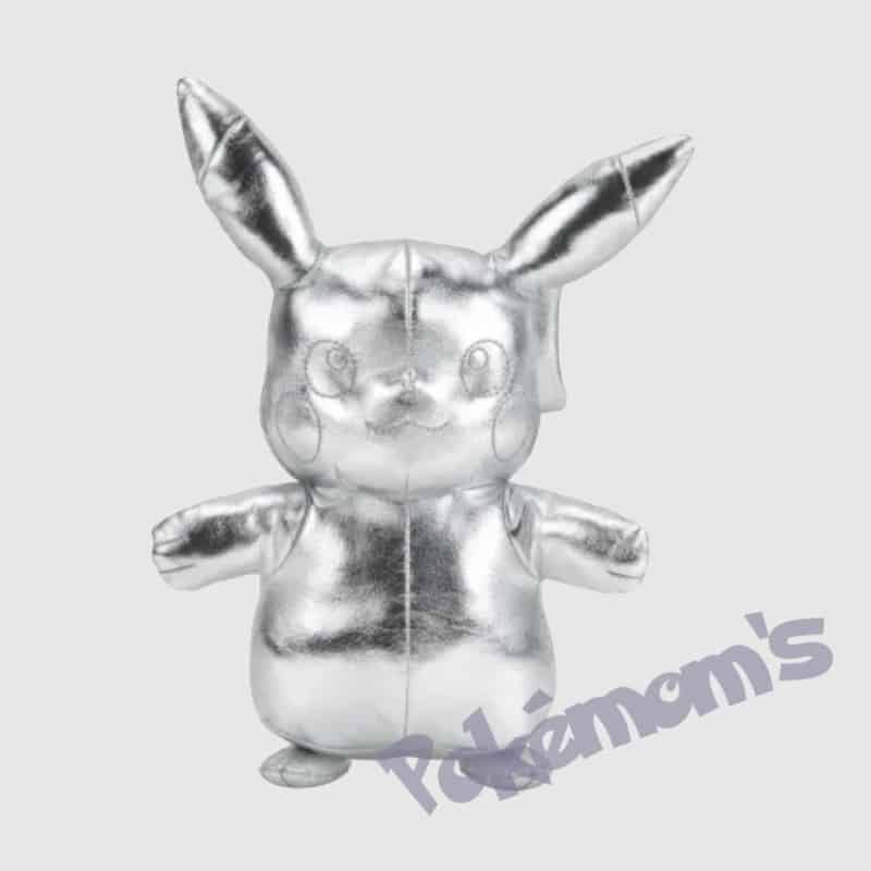 Peluche Pokemon - 25 Ans - Pikachu (30 cm) - Version Argent